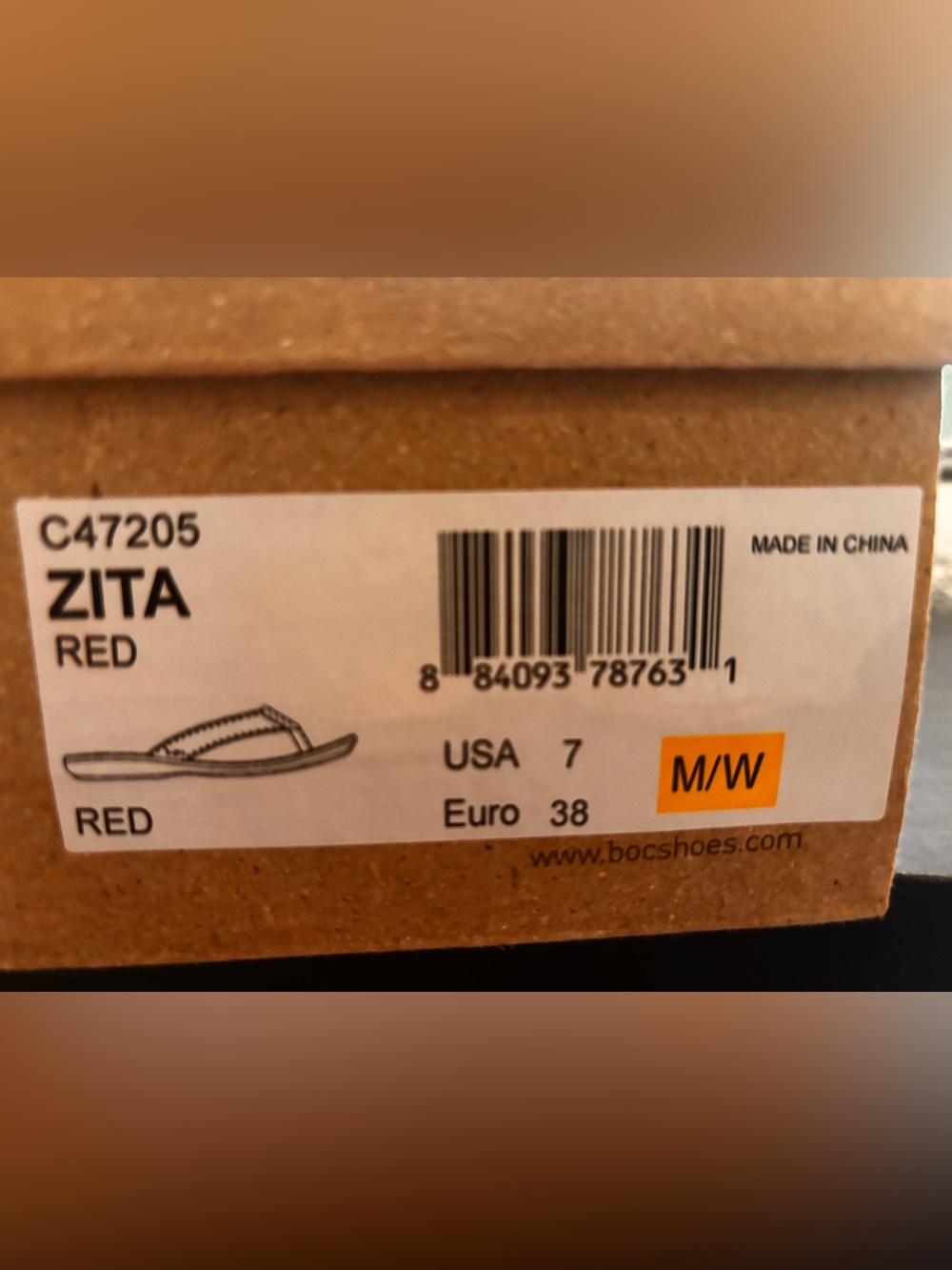 Women's Red Leather Thong Sandals born boc - Picture 2 of 4